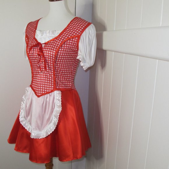 Adult Size Red Riding Hood WITH Hooded Cape and Skirt Lined Apron 2 piece Set - Picture 5 of 16